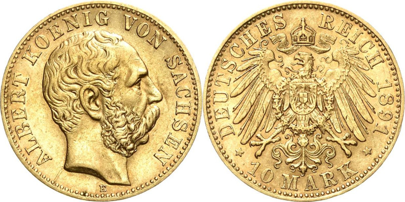Sachsen
Albert 1873-1902 10 Mark 1891 E Jaeger 263 Sehr schön/sehr schön-vorzüg...