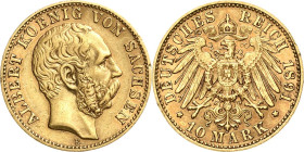 Sachsen
Albert 1873-1902 10 Mark 1891 E Jaeger 263 Fassungsspuren, sehr schön