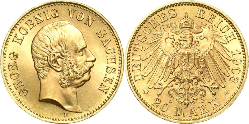 Sachsen
Georg 1902-1904 20 Mark 1903 E Jaeger 266 Prachtvolles Exemplar. Stempe...