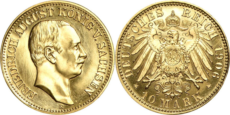 Sachsen
Friedrich August III. 1904-1918 10 Mark 1906 E Jaeger 267 Berieben, Pol...