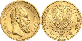 Württemberg
Karl 1864-1891 20 Mark 1873 F Jaeger 290 Sehr schön-vorzüglich