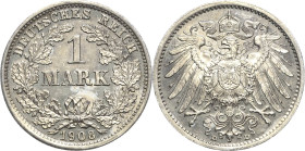 Kleinmünzen
 1 Mark 1908 D Jaeger 17 Prachtexemplar. Av. Leicht korrodiert, Polierte Platte-
