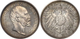 Anhalt
Friedrich I. 1871-1904 2 Mark 1896 A 25-jähriges Regierungsjubiläum Jaeger 20 Prachtexemplar. Polierte Platte