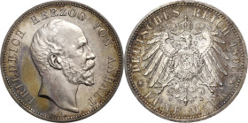 Anhalt
Friedrich I. 1871-1904 5 Mark 1896 A 25-jähriges Regierungsjubiläum Jaeger 21 Prachtvolles Exemplar vom Erstabschlag. Min. Randfehler, fast St...