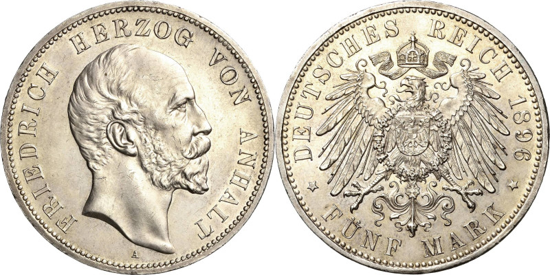 Anhalt
Friedrich I. 1871-1904 5 Mark 1896 A 25-jähriges Regierungsjubiläum Jaeg...