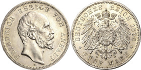Anhalt
Friedrich I. 1871-1904 5 Mark 1896 A 25-jähriges Regierungsjubiläum Jaeger 21 Vorzüglich/vorzüglich-Stempelglanz