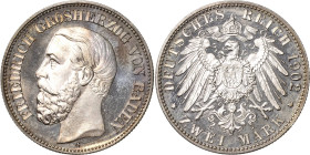 Baden
Friedrich I. 1856-1907 2 Mark 1902 G Jaeger 28 Sehr seltener Jahrgang in außergewöhnlicher Erhaltung. Polierte Platte