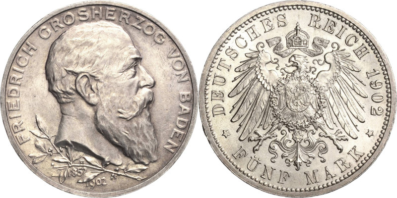 Baden
Friedrich I. 1856-1907 5 Mark 1902 (G) Regierungsjubiläum Jaeger 31 Kl. K...