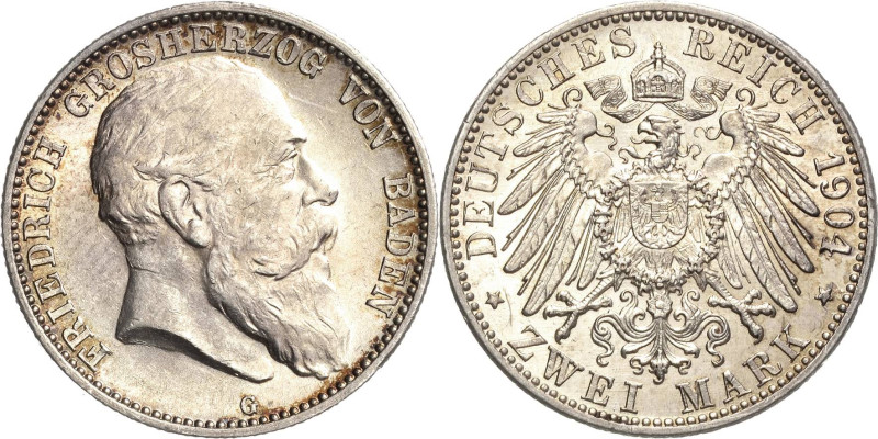 Baden
Friedrich I. 1856-1907 2 Mark 1904 G Jaeger 32 Fast Stempelglanz/Stempelg...