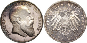 Baden
Friedrich I. 1856-1907 5 Mark 1903 G Jaeger 33 Prachtexemplar mit herrlicher Patina. Min. Randfehler, Polierte Platte