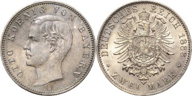 Bayern
Otto 1886-1913 2 Mark 1888 D Jaeger 43 Min. Kratzer, fast Stempelglanz
