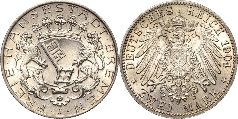 Bremen
 2 Mark 1904 J Jaeger 59 Kl. Stempelriss, Stempelglanz