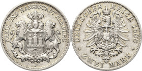 Hamburg
 2 Mark 1888 J Jaeger 61 Sehr schön