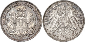 Hamburg
 2 Mark 1904 J Jaeger 63 Prachtexemplar. Polierte Platte