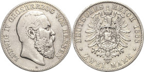 Hessen
Ludwig IV. 1877-1892 2 Mark 1888 A Jaeger 68 Selten. Schön-sehr schön