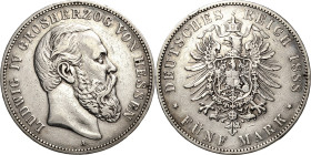 Hessen
Ludwig IV. 1877-1892 5 Mark 1888 A Jaeger 69 Selten. Sehr schön