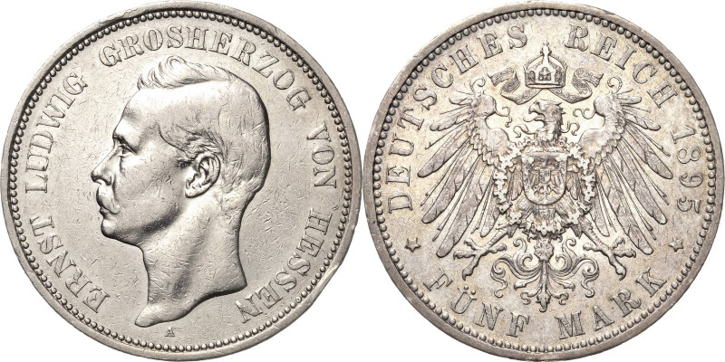 Hessen
Ernst Ludwig 1892-1918 5 Mark 1895 A Jaeger 73 Randfehler, sehr schön