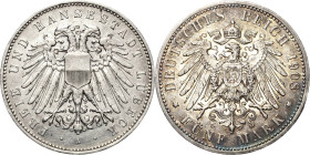 Lübeck
 5 Mark 1908 A Jaeger 83 Sehr schön-vorzüglich