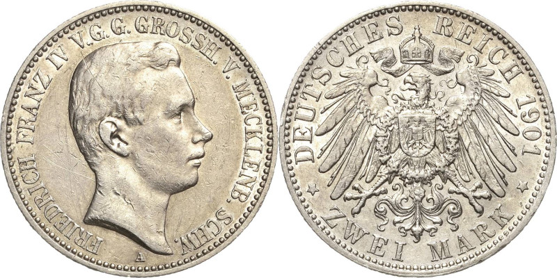 Mecklenburg-Schwerin
Friedrich Franz IV. 1897-1918 2 Mark 1901 A Regierungsantr...