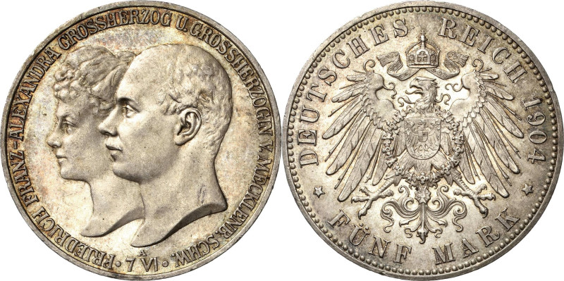 Mecklenburg-Schwerin
Friedrich Franz IV. 1897-1918 5 Mark 1904 A Hochzeit Jaege...
