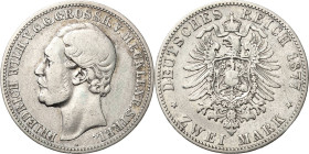 Mecklenburg-Strelitz
Friedrich Wilhelm 1860-1904 2 Mark 1877 A Jaeger 90 Schön-sehr schön