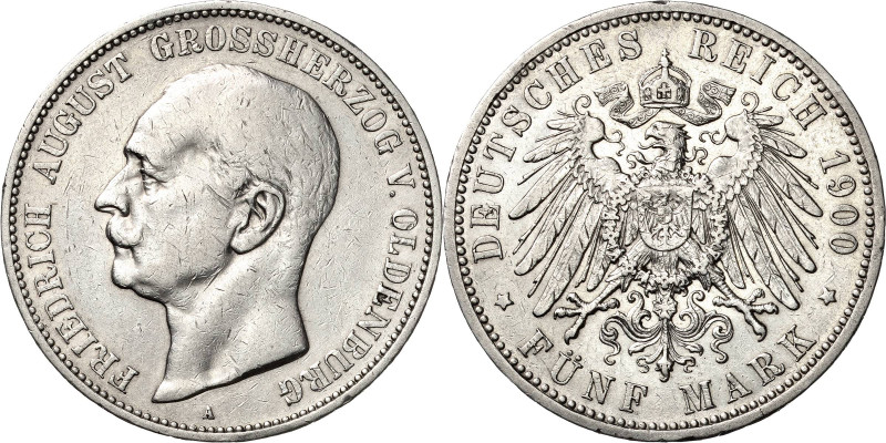 Oldenburg
Friedrich August 1900-1918 5 Mark 1900 A Jaeger 95 Sehr schön