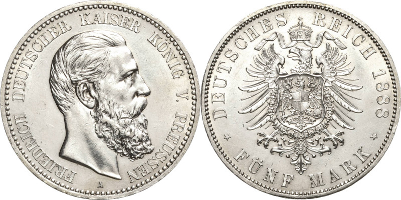 Preußen
Friedrich III. 1888 5 Mark 1888 A Jaeger 99 Fast vorzüglich/vorzüglich-...