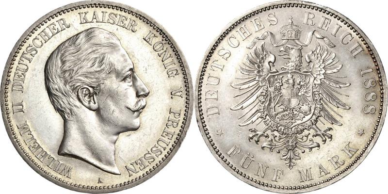 Preußen
Wilhelm II. 1888-1918 5 Mark 1888 A Jaeger 101 Vom Erstabschlag. Kl. Ra...