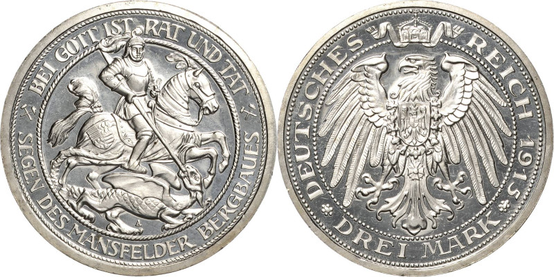 Preußen
Wilhelm II. 1888-1918 3 Mark 1915 A Mansfeld Jaeger 115 Minimal berührt...