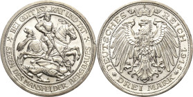 Preußen
Wilhelm II. 1888-1918 3 Mark 1915 A Mansfeld Jaeger 115 Randfehler, fast vorzüglich