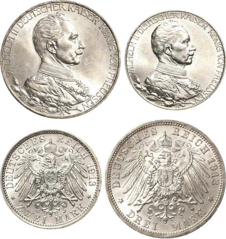 Preußen
Wilhelm II. 1888-1918 2 und 3 Mark 1913 A Regierungsjubiläum Jaeger 111...