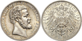 Reuss-Ältere Linie
Heinrich XXII. 1859-1902 2 Mark 1892 A Jaeger 117 Fast vorzüglich