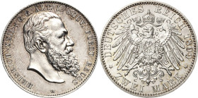 Reuss-Ältere Linie
Heinrich XXII. 1859-1902 2 Mark 1899 A Jaeger 118 Fast vorzüglich/vorzüglich-prägefrisch
