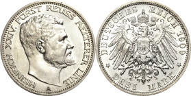 Reuss-Ältere Linie
Heinrich XXIV. 1902-1918 3 Mark 1909 A Jaeger 119 Kl. Kratzer, leicht berieben, fast vorzüglich/vorzüglich