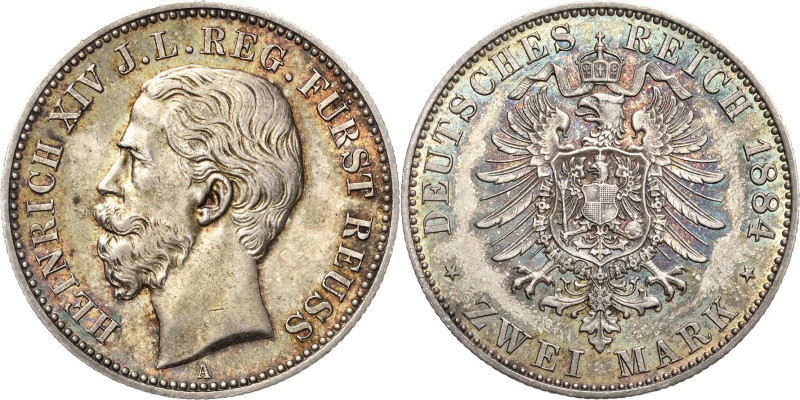 Reuss-Jüngere Linie
Heinrich XIV. 1867-1913 2 Mark 1884 A Jaeger 120 Fast vorzü...