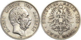 Sachsen
Albert 1873-1902 2 Mark 1883 E Jaeger 121 Seltener Jahrgang. Schön-sehr schön