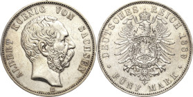 Sachsen
Albert 1873-1902 5 Mark 1889 E Jaeger 122 Seltener Jahrgang. Sehr schön