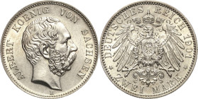 Sachsen
Albert 1873-1902 2 Mark 1901 E Jaeger 124 Kl. Randfehler, fast vorzüglich/vorzüglich-Stempelglanz