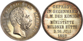 Sachsen
Albert 1873-1902 Gedenkprägung in 2 Mark-Größe 1892 E Münzbesuch Jaeger 126 Prachtvolles Exemplar vom Erstabschlag. Fast Stempelglanz/Stempel...