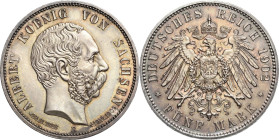 Sachsen
Albert 1873-1902 5 Mark 1902 E Auf seinen Tod Jaeger 128 Fast Stempelglanz/Stempelglanz