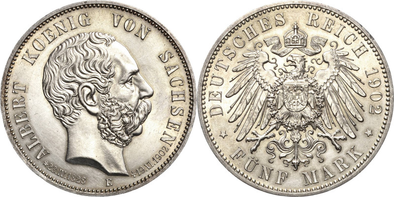 Sachsen
Albert 1873-1902 5 Mark 1902 E Auf seinen Tod Jaeger 128 Leicht beriebe...