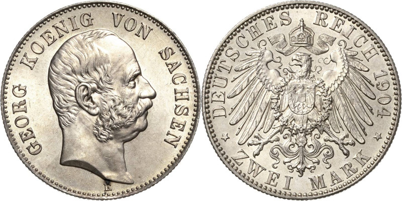 Sachsen
Georg 1902-1904 2 Mark 1904 E Jaeger 129 Vorzüglich-Stempelglanz/Stempe...