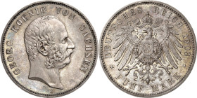 Sachsen
Georg 1902-1904 5 Mark 1903 E Jaeger 130 Prachtvolles Exemplar. Fast Stempelglanz/Stempelglanz