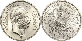 Sachsen
Georg 1902-1904 5 Mark 1904 E Auf seinen Tod Jaeger 133 Fast Stempelglanz