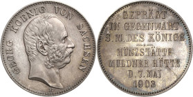 Sachsen
Friedrich August III. 1904-1918 Gedenkprägung in 2 Mark-Größe 1903 E Münzbesuch Jaeger 131 Prachtexemplar. Polierte Platte