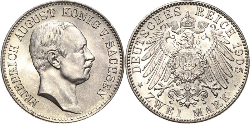 Sachsen
Friedrich August III. 1904-1918 2 Mark 1905 E Jaeger 134 Fast Stempelgl...