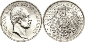 Sachsen
Friedrich August III. 1904-1918 2 Mark 1906 E Jaeger 134 Fast Stempelglanz/Stempelglanz