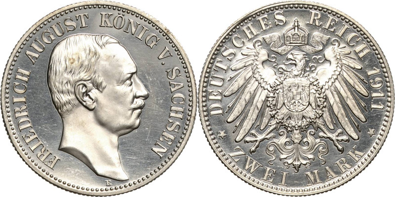 Sachsen
Friedrich August III. 1904-1918 2 Mark 1911 E Jaeger 134 Avers kl. Krat...