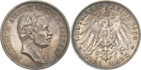 Sachsen
Friedrich August III. 1904-1918 3 Mark 1908 E Jaeger 135 Av. Min. berührt, Polierte Platte