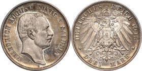 Sachsen
Friedrich August III. 1904-1918 3 Mark 1913 E Jaeger 135 Polierte Platte